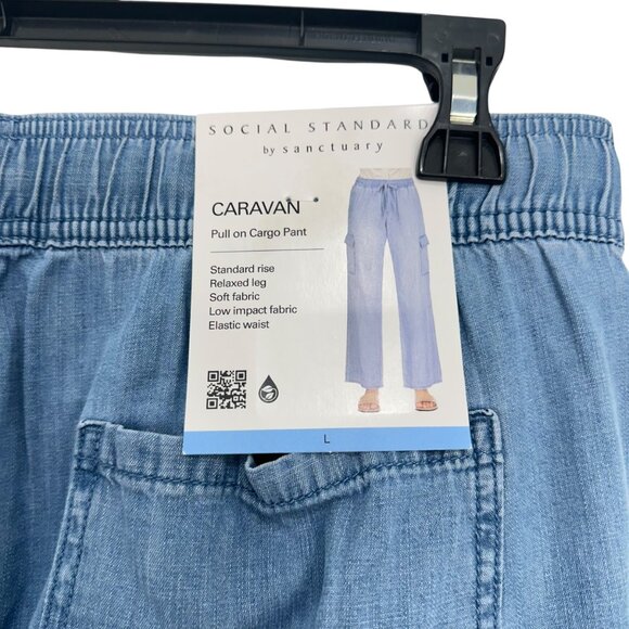 Social Standard By Sanctuary Womens Pull-On Cargo Pants SZ Large Elastic Waist - Picture 3 of 10